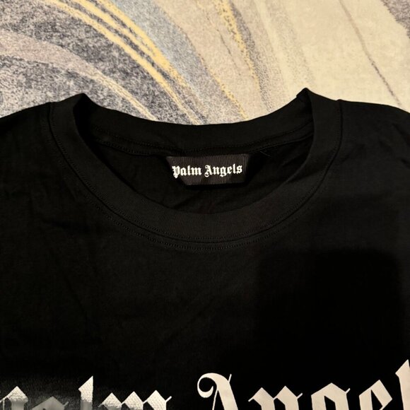 Palm Angels Paris Black Grafitti Logo Black T-Shirt Size Medium or Large - Picture 2 of 4